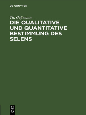 cover image of Die qualitative und quantitative Bestimmung des Selens